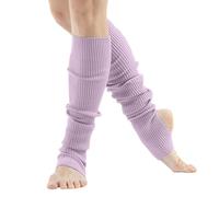 Generisch Leg Warmers For Women Dance & Yoga | Open Toe & Heel Dance Socks | Eighty's 80s Ribbed Party Socks | Warm Sports Socks Calze color pelle, Viola chiaro, Taglia unica