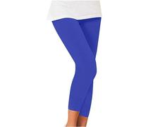 Generisch Leggings a pieghe elastici da donna con seta sospesa come eleganti pantaloni elasticizzati dal design sottile, Blu, 3XL