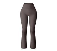 Generisch Leggings bianchi da donna, opachi, pantaloni da yoga da donna, a coste, senza cuciture, per allenamento, a vita alta, leggings sportivi a 3/4, grigio scuro, L