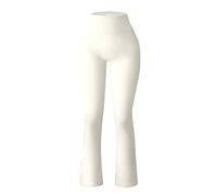 Generisch Leggings bianchi da donna, opachi, pantaloni da yoga da donna, a coste, senza cuciture, per allenamento, a vita alta, leggings sportivi a 3/4, beige., L