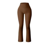 Generisch Leggings bianchi da donna, opachi, pantaloni da yoga da donna, a coste, senza cuciture, per allenamento, a vita alta, leggings sportivi a 3/4, caffè, S