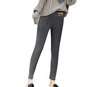 Generisch Leggings casual da donna con funzione termica in design tinta unita per un'elasticità ottimale, diverse attività, grigio., XL