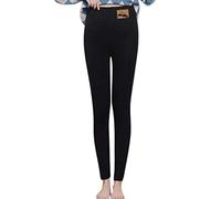 Generisch Leggings casual da donna con funzione termica in design tinta unita per un'elasticità ottimale, diverse attività, Nero , M