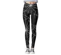 Generisch Leggings da donna a vita alta con motivo di Halloween, yoga, sport, controllo della figura, per donne attive, Nero , L
