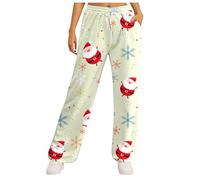 Generisch Leggings da donna a vita alta, design natalizio per comode attività ricreative, lezioni di yoga rilassate con pratiche tasche laterali, Verde chiaro, M