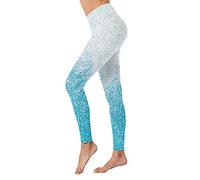 Generisch Leggings da donna a vita alta, per controllo della pancia, per yoga, per il tempo libero, lo sport, la palestra, Blu, S