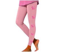 Generisch Leggings da donna a vita alta per uso quotidiano, comodi pantaloni da yoga elasticizzati, stampati con il mese di educazione al cancro al seno, Colore: rosa., M