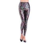 Generisch Leggings da donna alla moda con squame di pesce lucida, in pelle di serpente, elasticizzati, eleganti, comodi, per lo sport e la vita quotidiana