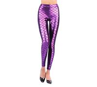Generisch Leggings da donna alla moda con squame di pesce lucida, in pelle di serpente, elasticizzati, eleganti, comodi, per lo sport e la vita quotidiana