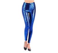 Generisch Leggings da donna alla moda con squame di pesce lucida, in pelle di serpente, elasticizzati, eleganti, comodi, per lo sport e la vita quotidiana