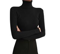 Generisch Leggings da donna con collo alto Maniche lunghe Inverno 2022 Maglione stretto con un maglione nero stretto sotto il, Nero , Taglia unica