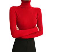 Generisch Leggings da donna con collo alto Maniche lunghe Inverno 2022 Maglione stretto con un maglione nero stretto sotto il, Rd3, Taglia unica