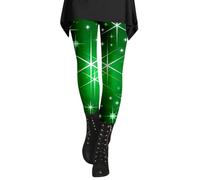 Generisch Leggings da donna con glitter push up leggings, con stampa a stelle, a vita alta, elasticizzati, morbidi, opachi, per yoga, sport, fitness, carnevale, costume, P verde., M