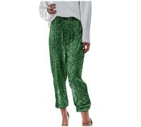 Generisch Leggings da donna con paillettes dal design casual alla moda, vita alta per una varietà di styling attenta alla moda, verde, XXL