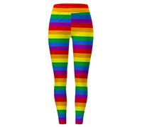 Generisch Leggings da donna con strisce arcobaleno, pantaloni colorati e stretti per Pride e festival, pantaloni sportivi accattivanti dal design colorato, Stil_m01 Multicolore, XL