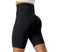 Generisch Leggings da donna corti da ciclista, push up, booty, sport, senza cuciture, a vita alta, per il controllo della pancia, per l'estate, il fitness, lo yoga, Nero , L