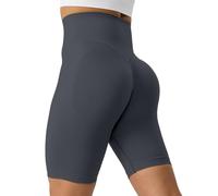 Generisch Leggings da donna corti da ciclista, push up, booty, sport, senza cuciture, a vita alta, per il controllo della pancia, per l'estate, il fitness, lo yoga, Blu mare, M