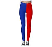 Generisch Leggings da donna dal design bicolore - Pantaloni aderenti in stile colorato | Pantaloni sportivi accattivanti per costumi e tempo libero, Stil_q01 rosso, XL
