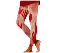Generisch Leggings da donna per Halloween, con orrore, schizzi di sangue, opachi, a vita alta, per il tempo libero, comodi, in seta latte, casual, sportivi, per Halloween, per feste, O rosso., L