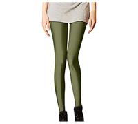 Generisch Leggings da donna taglie forti, lucidi, per la primavera e l'estate, vestibilità aderente, pantaloni luminosi, pantaloni alla moda, stretti, verde militare, Taglia unica