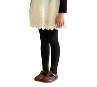 Generisch Leggings da ragazza in cotone ispessito, con tessuto termico, tinta unita, morbidi e alla moda, pantaloni comodi e confortevoli, calzini in lana di velluto integrati in stile coreano, Nero