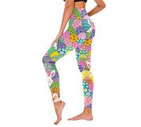 Generisch Leggings Damen Damen Hosen Ostern Print Leggings Sport Leggings (Blue, S)
