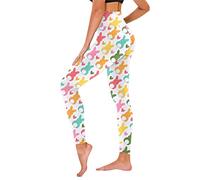 Generisch Leggings Damen Damen Hosen Ostern Print Leggings Sport Leggings (Yellow, XL)