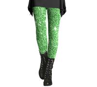 Generisch Leggings invernali da donna, grandi dimensioni, caldi, leggings, invernali, colorati, con motivo opaco, collant natalizi, leggings termici sportivi, verde, 5XL