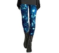 Generisch Leggings invernali da donna, grandi dimensioni, caldi, leggings, invernali, colorati, con motivo opaco, collant natalizi, leggings termici sportivi, Blu, 5XL