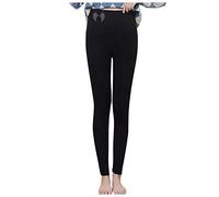 Generisch Leggings invernali da donna in morbido velluto con design della targhetta forata come pantaloni aderenti, Nero A., L