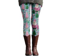 Generisch Leggings natalizi da donna, morbidi, termici con simpatico motivo natalizio, collant termici, leggings, invernali, casual, per Natale, individualità, V rosa., XL