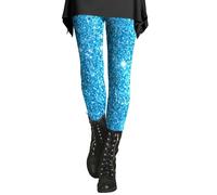 Generisch Leggings sportivi Sequin con borsa morbida e slim Butt per la scuola 7 classe, Celeste., XL