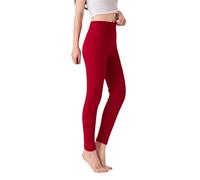 Generisch Leggings termici da donna con vita alta, fodera in pile, strato di base elastico per le giornate fredde, Colore: rosso, XXL