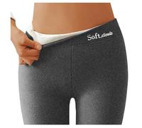 Generisch Leggings termici da donna, foderati, caldi, corti, imbottiti, in pile, XXL, invernali, palestra, in cotone