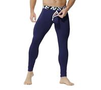 Generisch Leggings termici da uomo in cotone con mutande lunghe separate, boxer da uomo in lattice, Blu scuro, XL