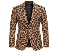 Generisch Leopard - Giacca da uomo slim fit con un bottone, blazer per | La stampa leopardata combina un look selvaggio con un risvolto classico