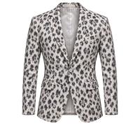 Generisch Leopard - Giacca da uomo slim fit con un bottone, blazer per | La stampa leopardata combina un look selvaggio con un risvolto classico