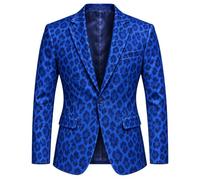 Generisch Leopard - Giacca da uomo slim fit con un bottone, blazer per | La stampa leopardata combina un look selvaggio con un risvolto classico