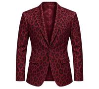 Generisch Leopard - Giacca da uomo slim fit con un bottone, blazer per | La stampa leopardata combina un look selvaggio con un risvolto classico