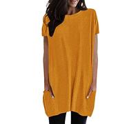 Generisch Leoparden - Leggings da donna, estivi, casual, a girocollo, a maniche corte, con tasche, lanterna per bambini, giallo., S