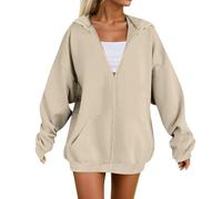 Generisch Leopardo Abito da donna sexy con cappuccio in pile, morbido, confortevole, casual, vestibilità larga, a maniche lunghe, caldo, per l'inverno/jogging, beige., 3XL