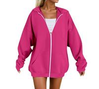 Generisch Leopardo Abito da donna sexy con cappuccio in pile, morbido, confortevole, casual, vestibilità larga, a maniche lunghe, caldo, per l'inverno/jogging, rosa intenso, 3XL
