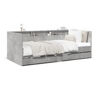 Generisch Lettino con vano portaoggetti in legno, 75 x 190 cm, divano letto con 2 cassetti e rete a doghe, schienale salvaspazio