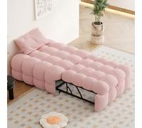 Generisch Letto imbottito estremamente morbido 2 in 1 come poggiapiedi e divano letto, rosa, portata 120 kg, per interni ed esterni, non necessita di materasso, facile da montare
