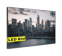 Generisch Leuchtbilder I - Quadro da parete a LED con cornice luminosa, Made in Germany (New York City Manhattan, 75 x 50 cm, telaio: nero opaco)