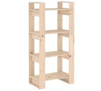 Generisch Libreria divisoria 60 x 35 x 125 cm in legno massello | Legno massello, effetto rustico, retro aperto, utilizzabile come divisorio, con supporto da parete