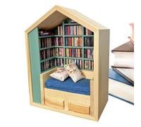 Generisch Libreria in miniatura anti-stress, in legno, 24 x 17 x 9,7 cm, mini libreria costruibile, puzzle creativo, come decorazione per la cameretta dei bambini e il soggiorno