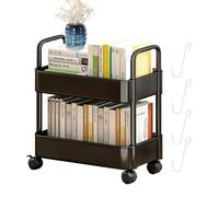 Generisch Libreria mobile con ruote, carrello per libreria, 2 livelli, mobile, per la casa, giocattolo con ruote per la casa