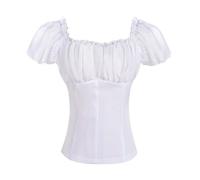 Generisch Libri di Storia Medievali Per Studenti Il 5 Camicia con Camicia A Spalla Manica Corta Cappotto Rosso Delle Donne Scarlatto Costume Cosplay Trench (Bianco, XL)