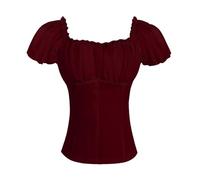 Generisch Libri di Storia Medievali Per Studenti Il 5 Camicia con Camicia A Spalla Manica Corta Cappotto Rosso Delle Donne Scarlatto Costume Cosplay Trench (XL)